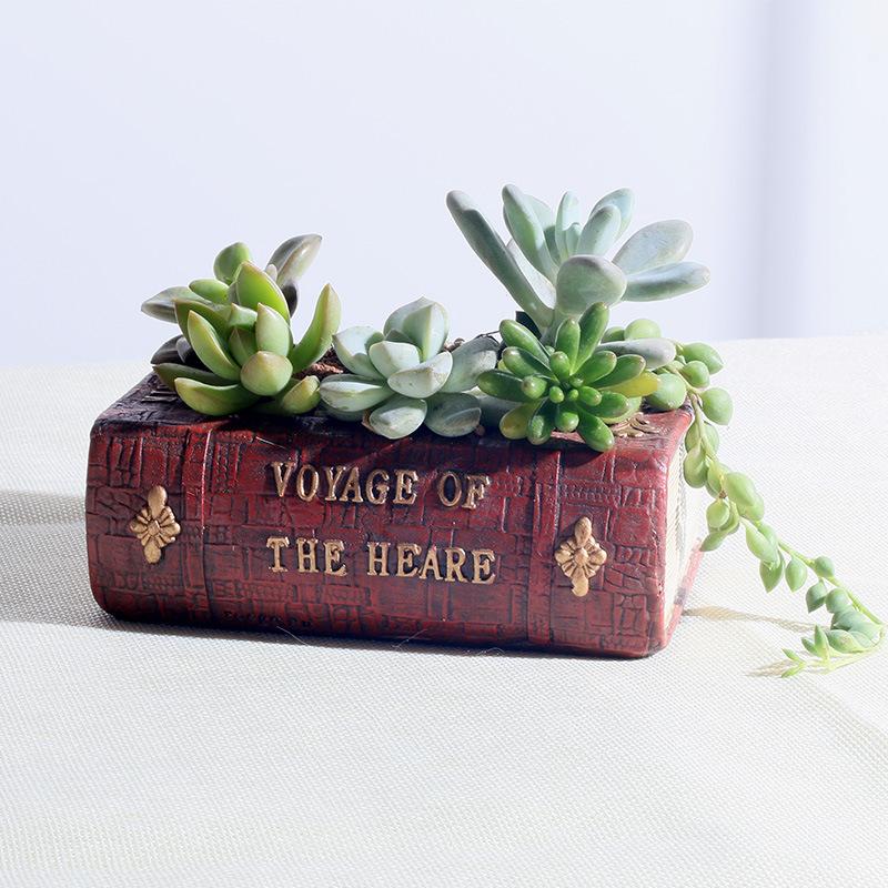 Chậu Cây Resin Chậu cây mọng nước hình sách văn học resin phong cách châu Âu, chậu mini tiểu cảnh DIY (RG-69)