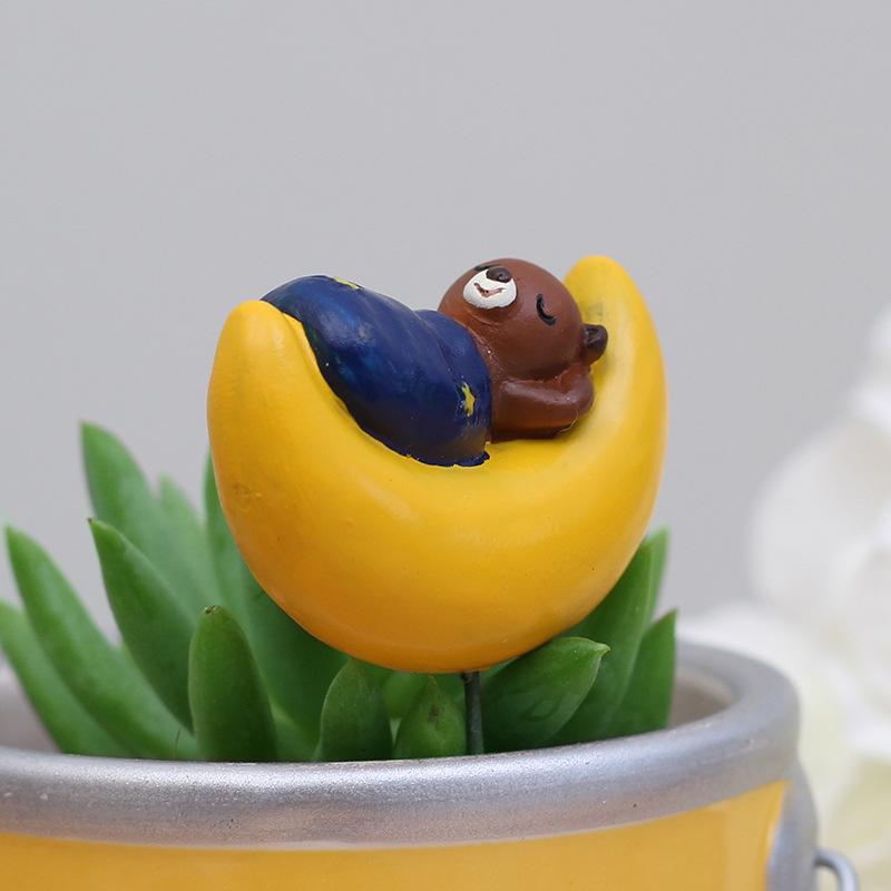 Chậu Cây Resin Que cắm hoa hình gấu con resin, bộ phụ kiện tiểu cảnh và chậu cây mọng nước mini (RG-279)