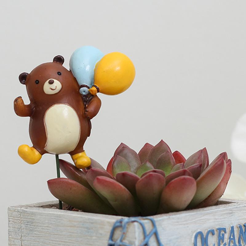 Chậu Cây Resin Que cắm hoa hình gấu con resin, bộ phụ kiện tiểu cảnh và chậu cây mọng nước mini (RG-279)