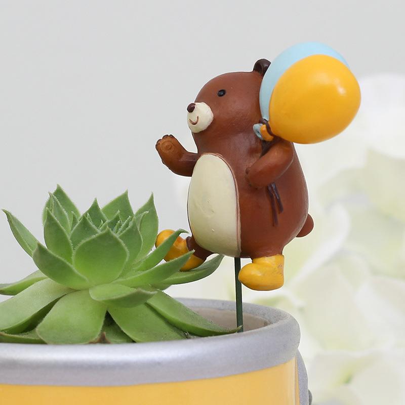 Chậu Cây Resin Que cắm hoa hình gấu con resin, bộ phụ kiện tiểu cảnh và chậu cây mọng nước mini (RG-279)