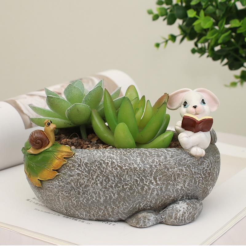Chậu Cây Resin Chậu cây resin phong cách đồng quê, chậu mọng nước mini, trang trí nhà và tiểu cảnh (RG-277)