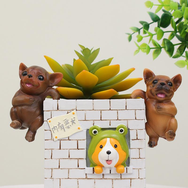 Chậu Cây Resin Tượng chó resin leo bể phong cách Zakka, phụ kiện tiểu cảnh hồ cá, chậu cây và bể bò sát (RG-275)