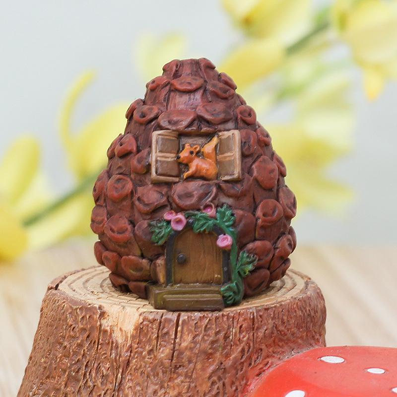 Chậu Cây Resin Tượng ngôi nhà nhỏ resin phong cách hoạt hình, phụ kiện chậu cây và trang trí nhà (RG-274)