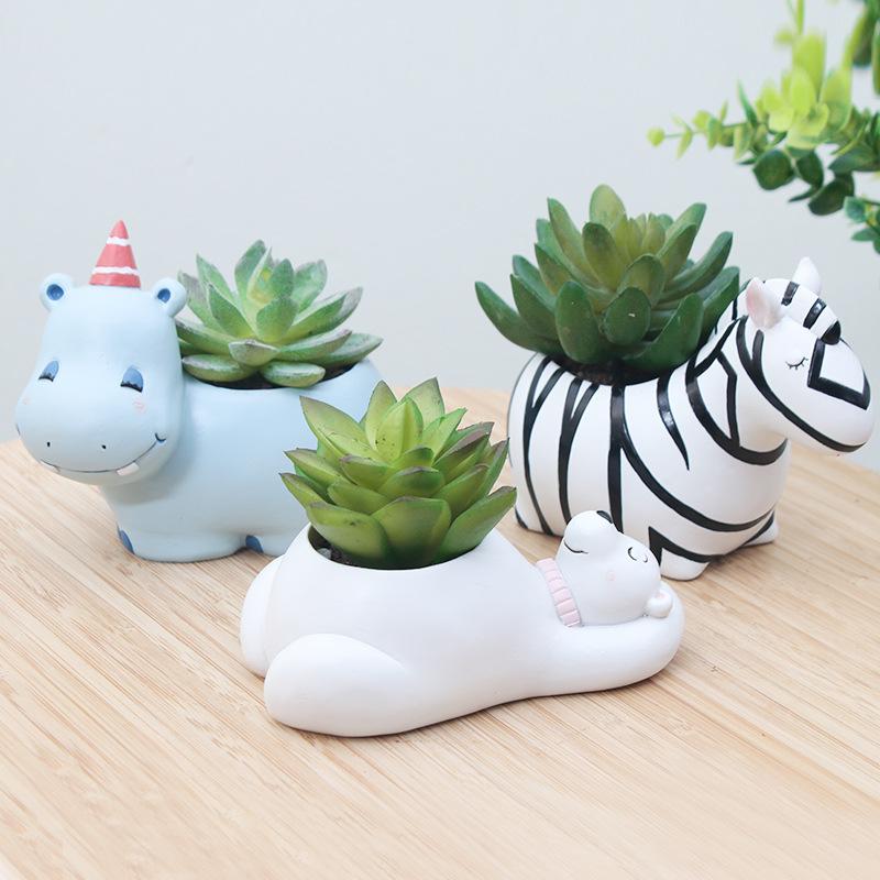 Chậu Cây Resin Chậu cây mọng nước hình gấu trúc resin, chậu mini để bàn văn phòng, trang trí tiểu cảnh (RG-144)