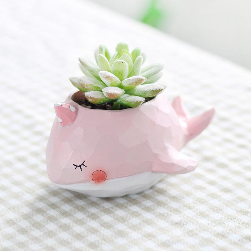 Chậu Cây Resin Chậu cây mọng nước hình cá voi resin phong cách Zakka, chậu mini để bàn, ban công và sân vườn (RG-146)