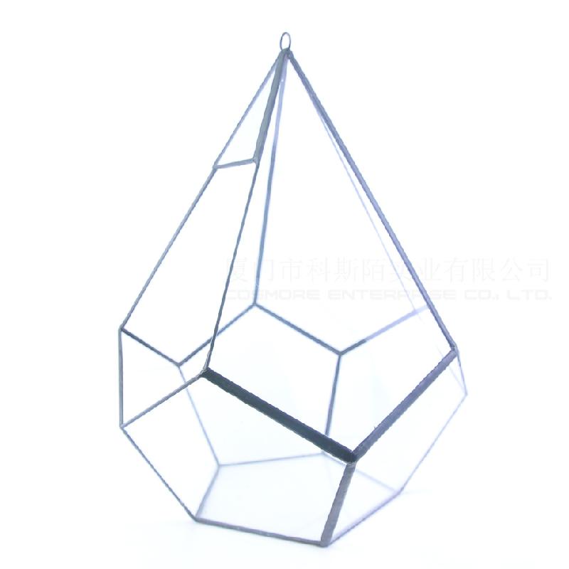 Chậu Đa Giác DG-256 Hộp hoa bền vĩnh cửu với đá 5 mặt, đa cỏ thịt, thảo mộc, cảnh quan nhỏ không định hình, kính lớn