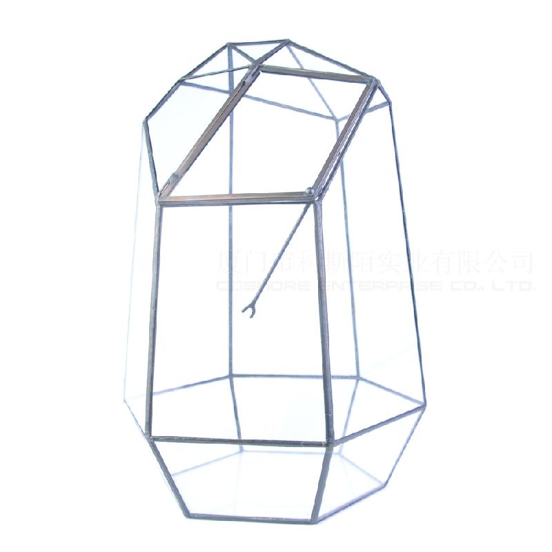 Nhà kính 6 mặt lớn có cửa, chậu sen đá (DG-70)