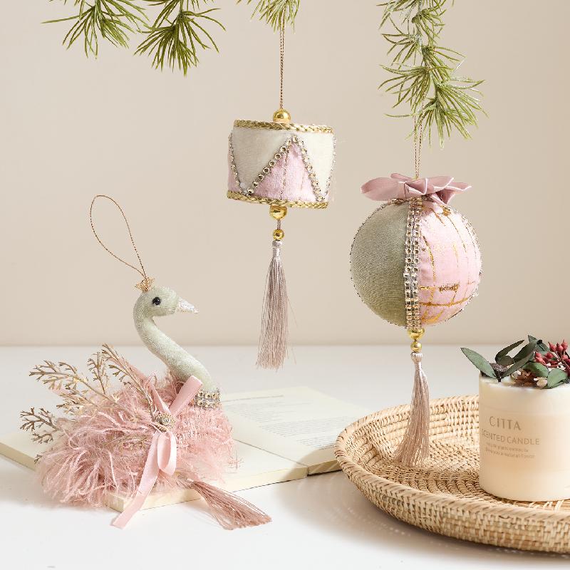 Trang Trí Noel Trang trí Noel xanh hồng nhung cao cấp, bóng thiên nga treo cây thông Noel sang trọng, decor cửa hàng
