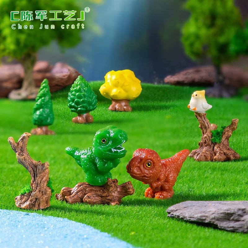 Phụ Kiện Tiểu Cảnh 跨境新品微景观创意写实恐龙树桩园艺造景 DIY装饰配件迷你小摆件
