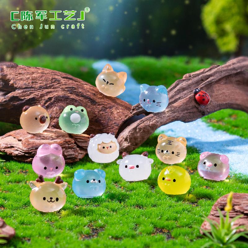 Phụ Kiện Tiểu Cảnh 微景观创意夜光小动物团团萌粒园艺造景 DIY装饰品配件迷你小摆件