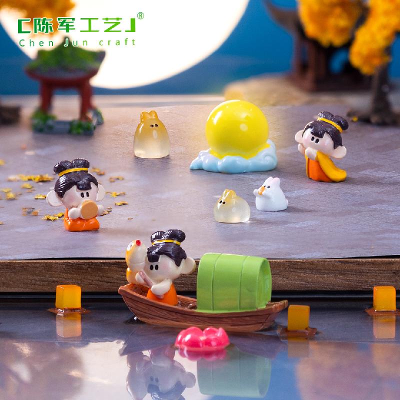 Phụ Kiện Tiểu Cảnh 微景观创意小嫦娥兔子中秋节日造景 DIY装饰品配件微缩迷你小摆件
