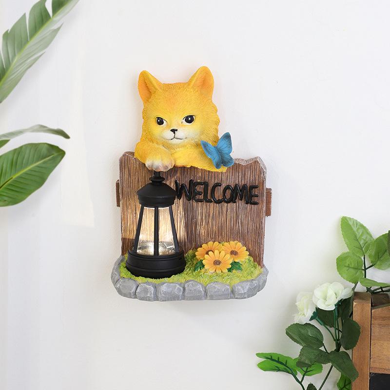 Chậu Cây Resin Biển chào mừng sân vườn resin, móc treo trang trí, đèn cỏ năng lượng mặt trời (RG-235)