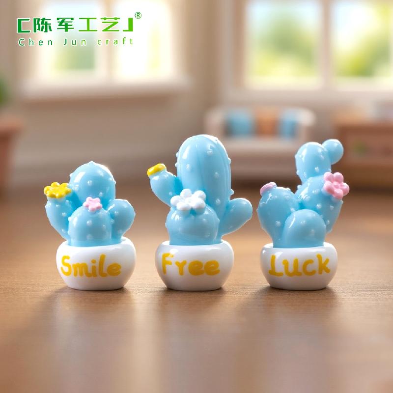 Phụ Kiện Tiểu Cảnh 微景观创意粉嫩仙人掌多肉植物盆栽娃屋 DIY装饰品配件树脂小摆件