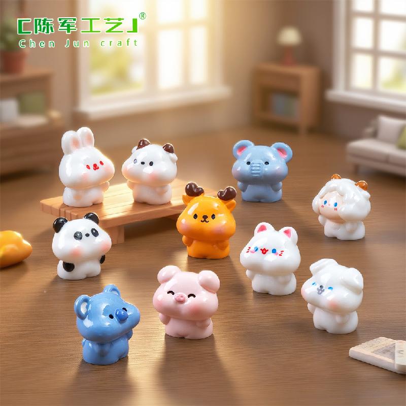 Phụ Kiện Tiểu Cảnh 微景观创意豆丁小动物小猪猫咪萌粒公仔 DIY装饰品配件迷你小摆件