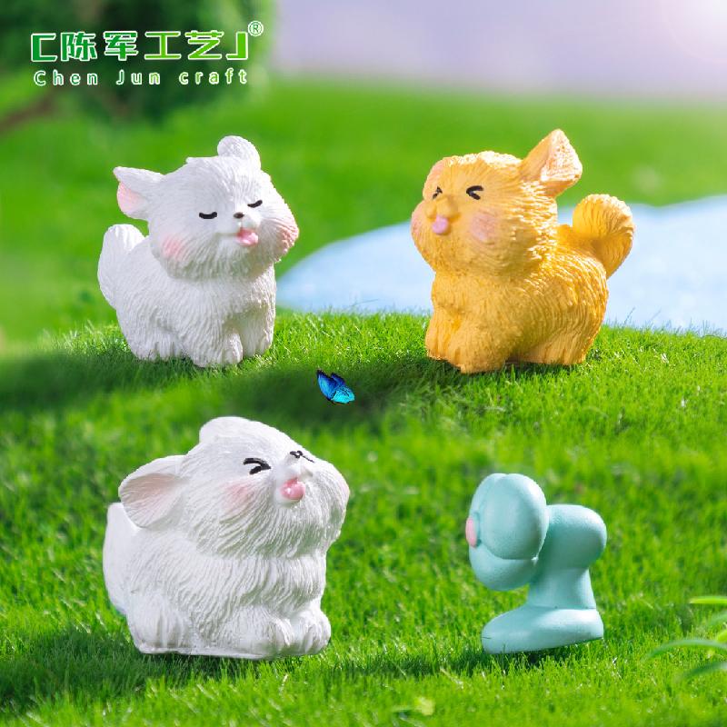 Phụ Kiện Tiểu Cảnh 微景观创意潦草小白狗园艺造景 DIY装饰品配件迷你汽车桌面小摆件