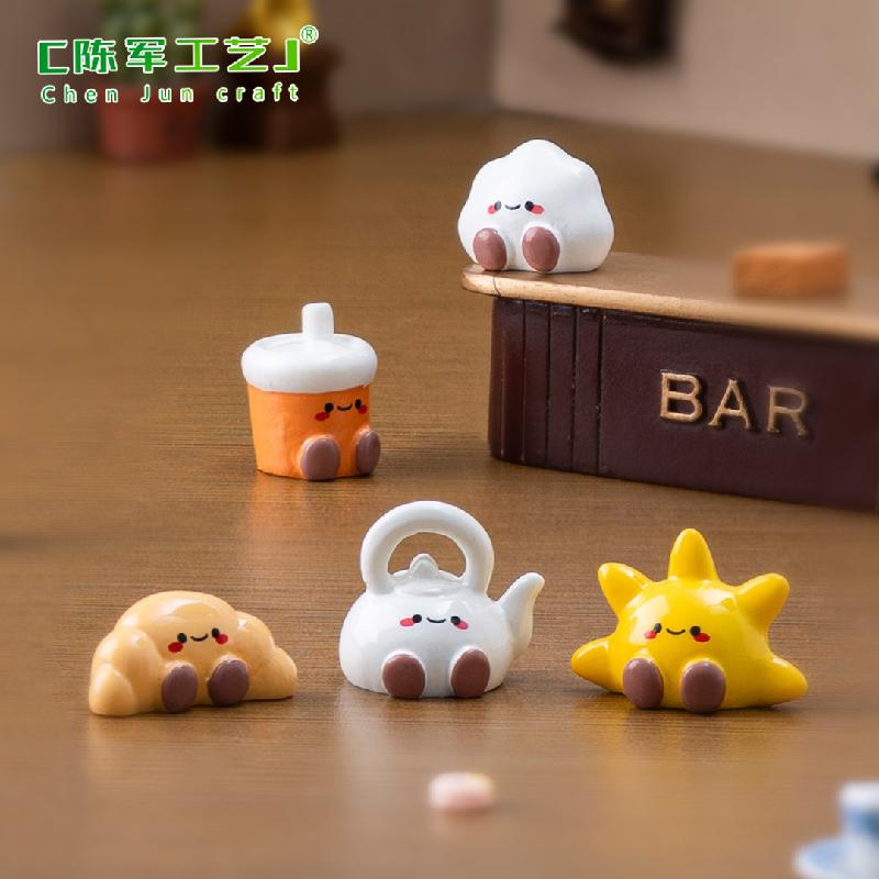 Phụ Kiện Tiểu Cảnh 微景观创意治愈小动物牛角包太阳萌粒 DIY装饰品挂配件迷你小摆件
