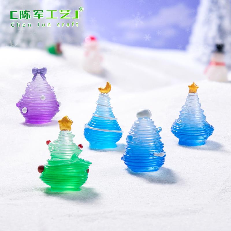Phụ Kiện Tiểu Cảnh 跨境微景观创意夜光拉丝圣诞树雪地造景 DIY装饰品配件迷你小摆件