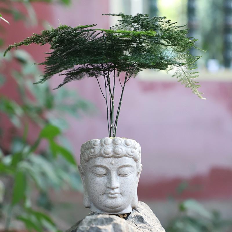 Chậu Cây Resin Chậu cây resin giả đá hình đầu Phật, chậu cây trang trí nhà, ban công và sân vườn (RG-14)