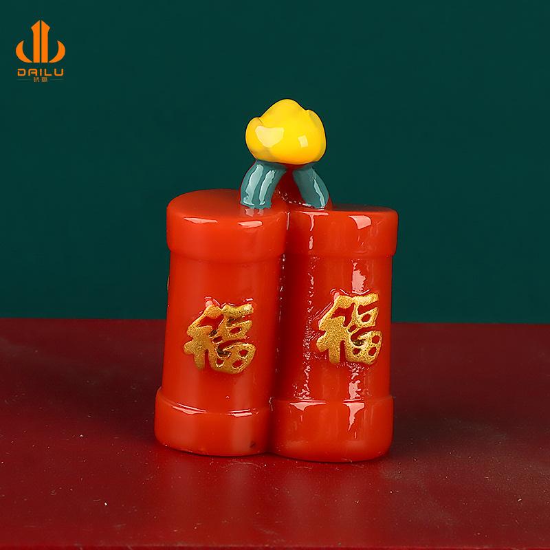 新年款 微景观树脂配件 元宝灯笼福袋DIY装饰创意配件摆件工厂