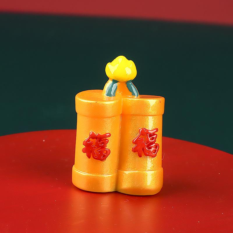 微景观新年饰品配件国潮公仔手办车载桌面小摆件布置树脂装饰用品