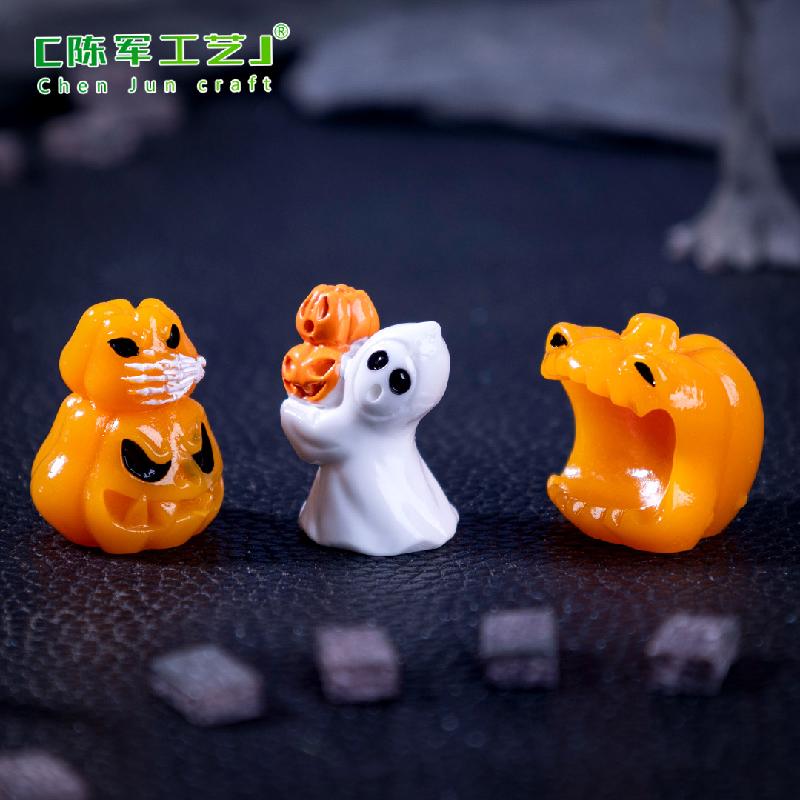 Phụ Kiện Tiểu Cảnh 跨境外贸微景观创意南瓜幽灵万圣节造景 DIY装饰品配件迷你小摆件