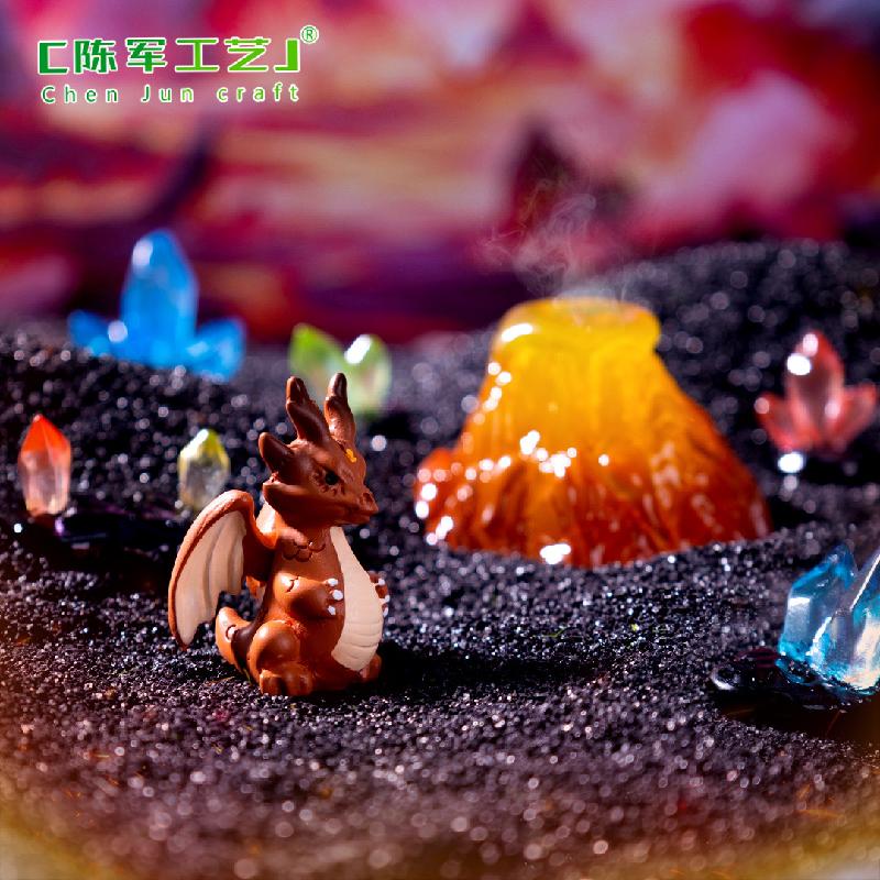 Phụ Kiện Tiểu Cảnh 跨境外贸微景观创意夜光水晶喷火龙公仔 DIY装饰品配件迷你小摆件