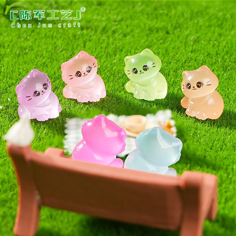 Phụ Kiện Tiểu Cảnh 微景观创意新品夜光歪头小猫咪园艺造景 DIY装饰品配件迷你小摆件