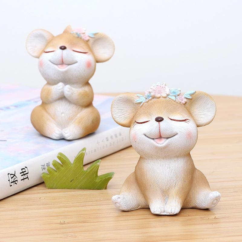 Chậu Cây Resin Tượng chuột resin mini phong cách Instagram, đồ trang trí bánh kem, bàn làm việc và nhà (RG-260)
