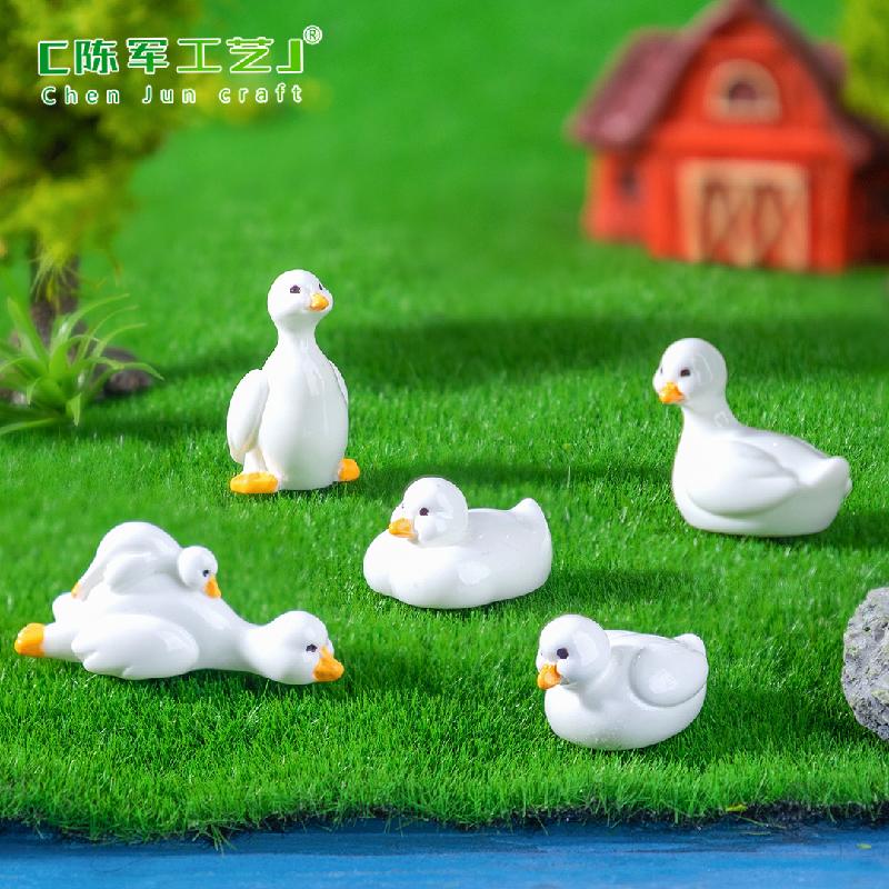 Phụ Kiện Tiểu Cảnh 微景观创意可爱白白胖胖小鸭子园艺造景 DIY装饰品配件迷你小摆件