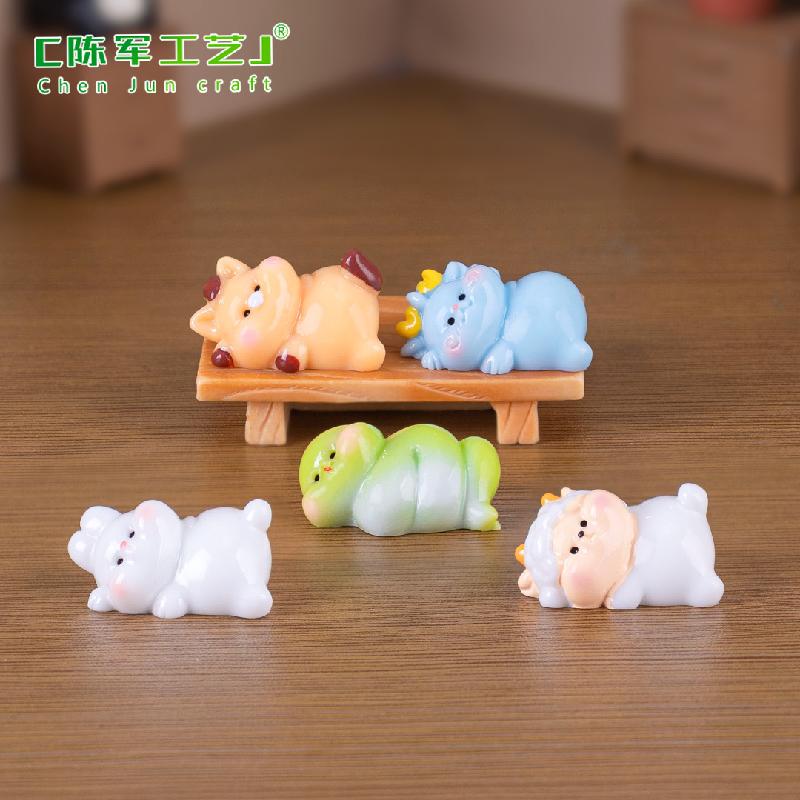 Phụ Kiện Tiểu Cảnh 微景观创意十二生肖排排趴萌粒 DIY装饰品配件迷你车载桌面小摆件