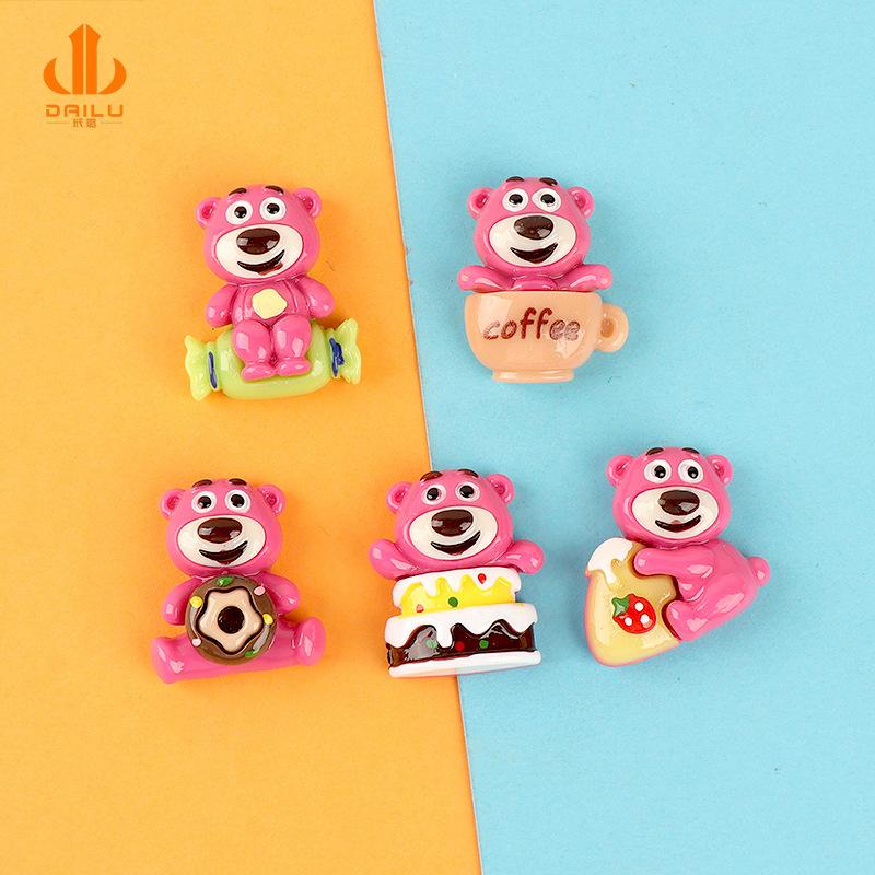 爆款草莓熊diy树脂配件 手机壳饰品洞洞鞋发夹保温杯汽车装饰材料