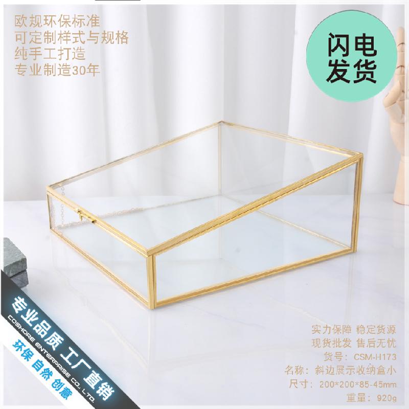 Chậu Đa Giác Hộp kính trang sức viền đồng cổ điển (DG-65)