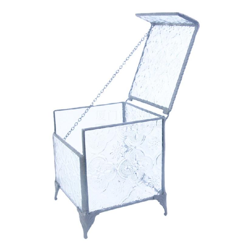 Hộp kính vuông cao, tiểu cảnh rêu, hoa bất tử (DG-71)