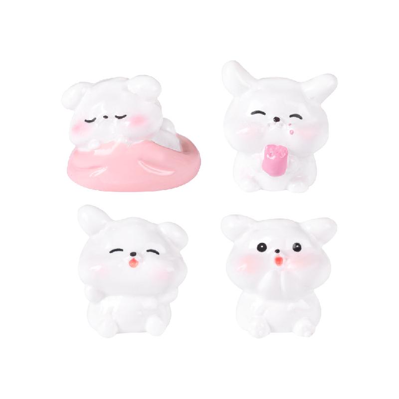 Tiểu cảnh cún trắng tròn DIY, phụ kiện tiểu cảnh mini xe bàn garden resin đáng yêu cute (ZC-1412)