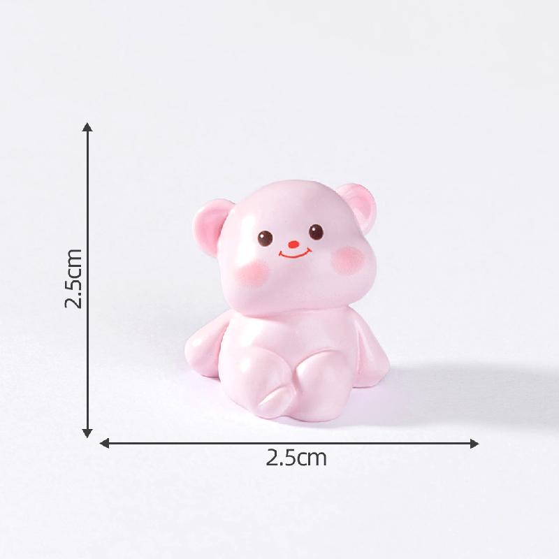 Tiểu cảnh gấu hồng dễ thương, búp bê DIY, phụ kiện xe hơi tiểu cảnh bàn mini (ZC-470)