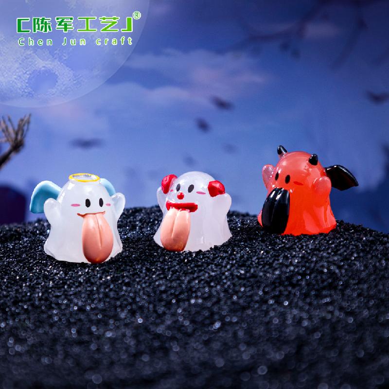 Phụ Kiện Tiểu Cảnh 跨境外贸微景观创意夜光大舌头幽灵万圣造景 DIY装饰品配件小摆件