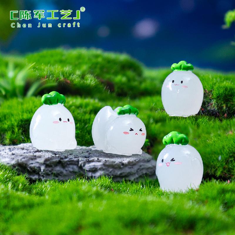 Phụ Kiện Tiểu Cảnh 跨境微景观创意可爱夜光萝卜精灵萌粒公仔 DIY装饰配件迷你小摆件