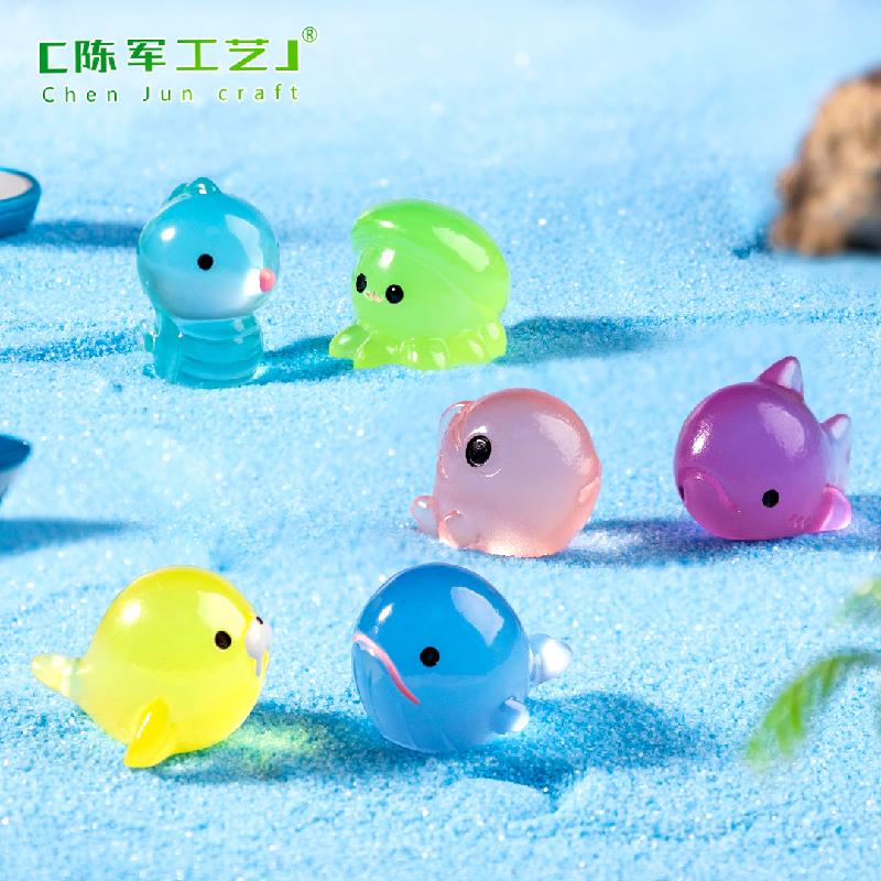 Phụ Kiện Tiểu Cảnh 微景观创意夜光鲨鱼海洋动物生态瓶 DIY装饰品配件迷你桌面小摆件