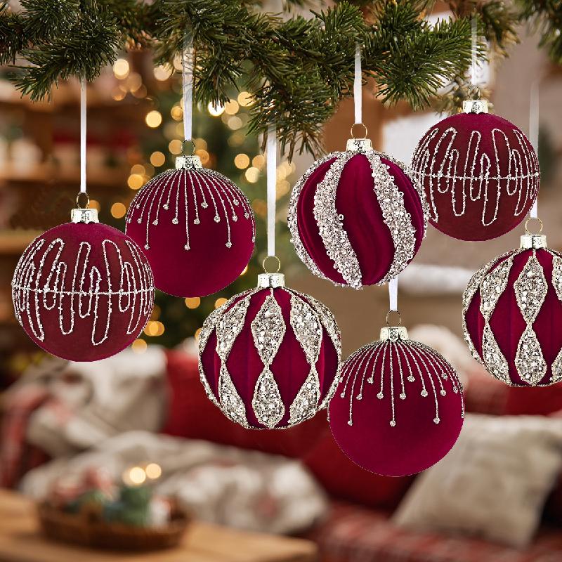 Trang Trí Noel Bóng Noel nhung cao cấp, sơn tay sang trọng, phụ kiện treo cây thông Noel, trang trí lễ hội Giáng Sinh