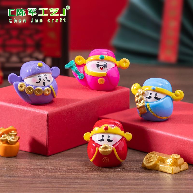 Phụ Kiện Tiểu Cảnh 微景观创意财神爷达摩招财公仔DIY装饰品配件迷你车载桌面小摆件