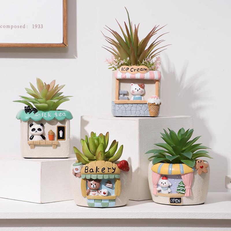 Chậu Cây Resin Chậu cây mọng nước resin trang trí sân vườn, chậu cây mini ban công, tiểu cảnh DIY (RG-27)