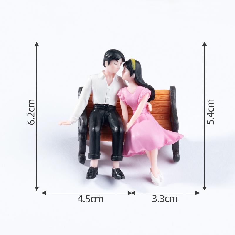 Tiểu cảnh ghế dài cặp đôi DIY, phụ kiện tiểu cảnh mini xe bàn Valentine đáng yêu (ZC-1137)