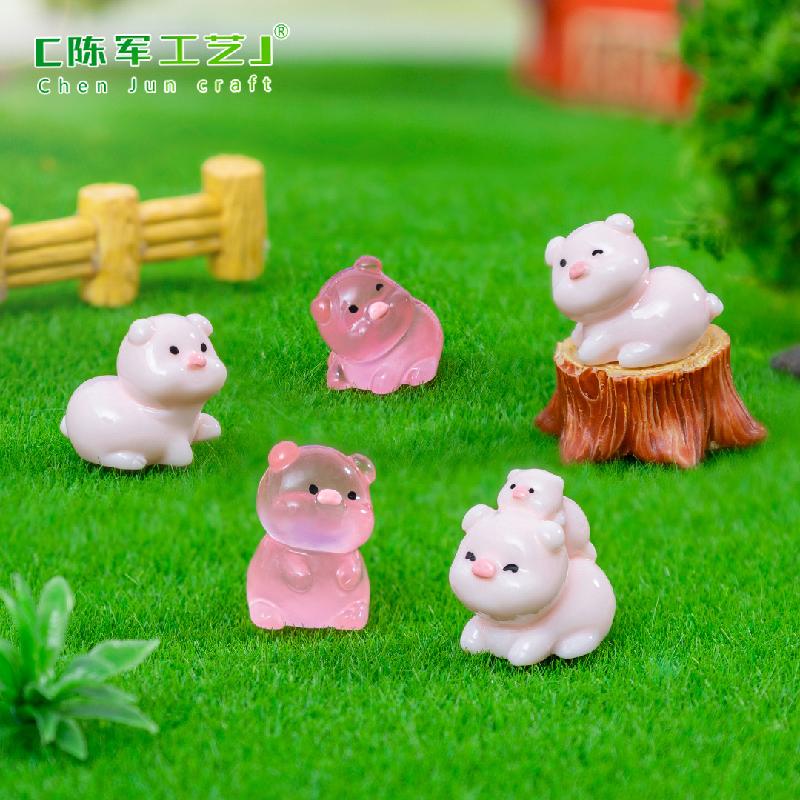 Phụ Kiện Tiểu Cảnh 微景观可爱夜光胖墩墩小猪萌粒公仔DIY 装饰品配件迷你桌面小摆件