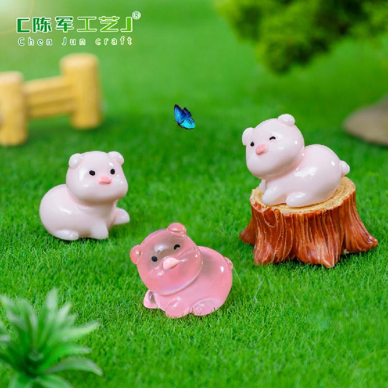 Phụ Kiện Tiểu Cảnh 微景观可爱夜光胖墩墩小猪萌粒公仔DIY 装饰品配件迷你桌面小摆件