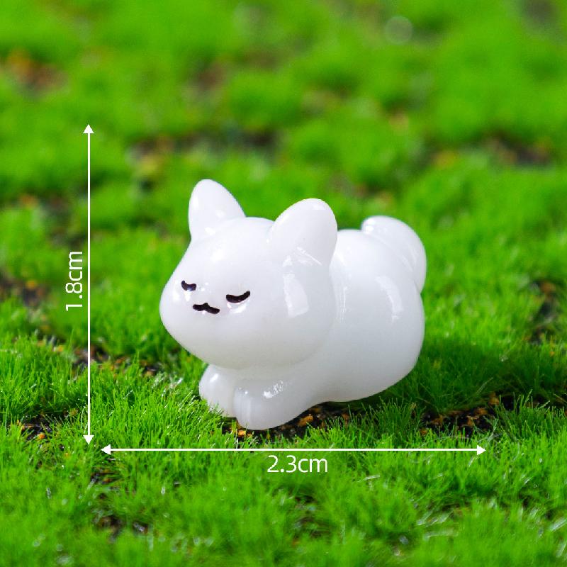 Tiểu cảnh mèo & thỏ phát sáng DIY, phụ kiện tiểu cảnh mini resin treo bàn garden đáng yêu cute (ZC-1439)