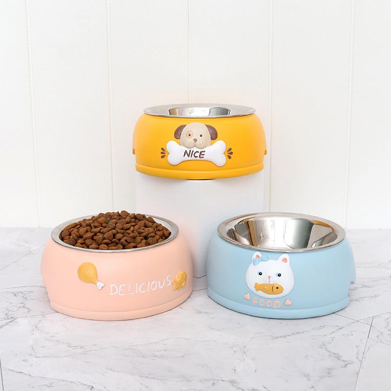 Chậu Cây Resin Bát ăn uống cho thú cưng bằng inox, bát mèo chống đổ, chống trượt, phụ kiện nuôi thú cưng (RG-256)