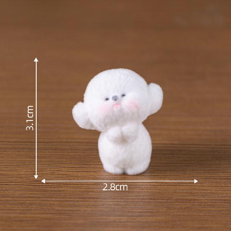 Tiểu cảnh cún trắng lông mềm, búp bê DIY, phụ kiện bàn xe hơi tiểu cảnh mini (ZC-368)