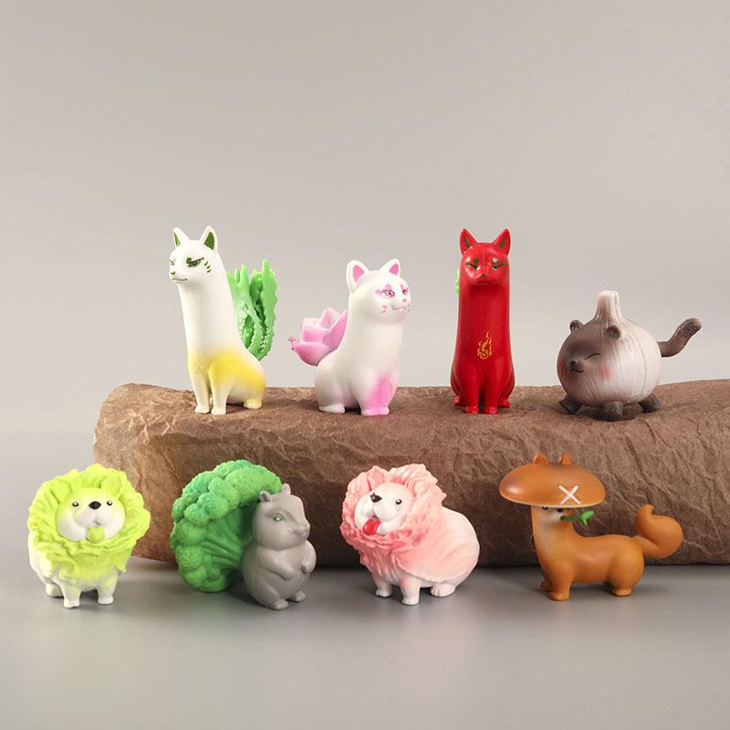 8 Mẫu, đồ chơi động vật rau củ: Cá mèo, cà rốt, hồng bích, ớt, lien, hổ, nấm, mộc giống. ZZ-110