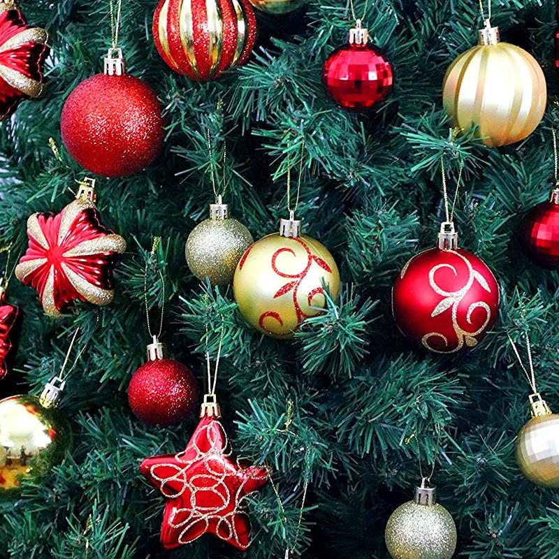 Trang Trí Noel Bộ quà tặng trang trí cây thông Noel: 100 chiếc sao, bóng nhựa trang trí, hộp quà, mới.