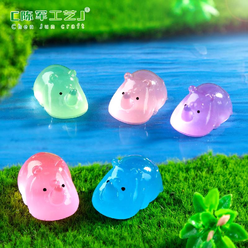 Phụ Kiện Tiểu Cảnh 跨境新品微景观创意夜光小犀牛公仔动物 DIY装饰品配件迷你小摆件